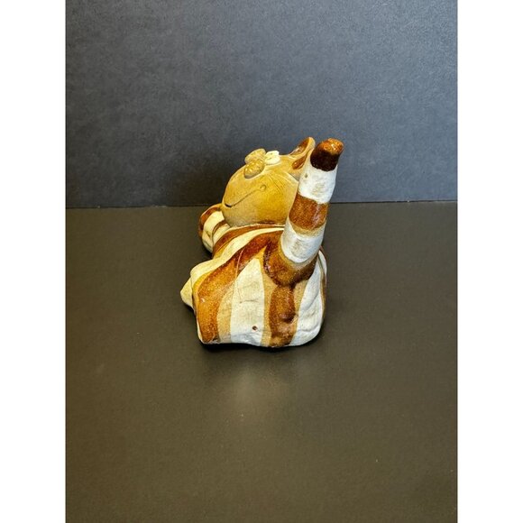 Vintage Nancy Ecklund Ceramic Cat Sculpture Brown & Cream Striped Figurine - Picture 6 of 10